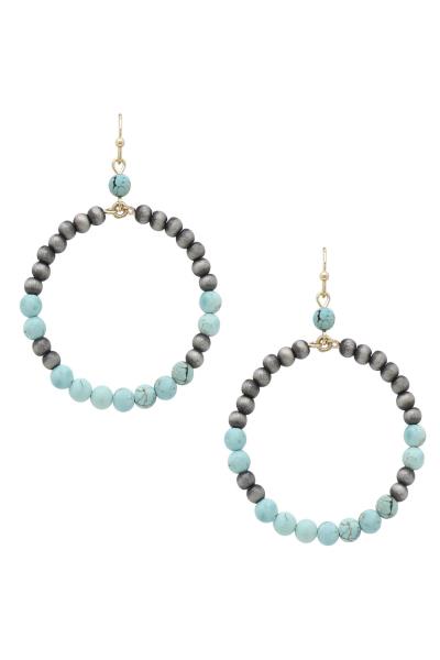 CIRCLE SEMI-PRECIOUS STONE EARRINGS