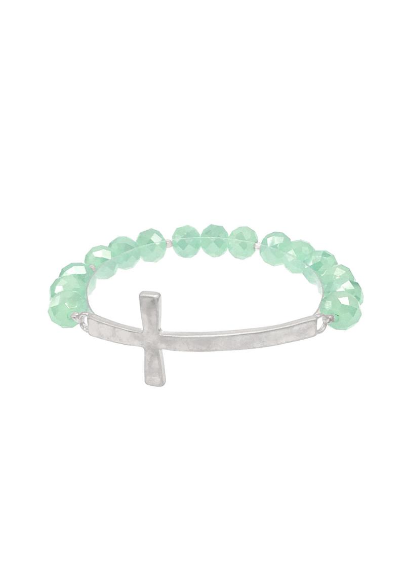 GOLD, GLASS BRACELET WITH CROSS
