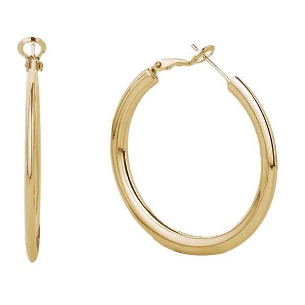 40MM 14K GOLD DIPPED METAL OMEGA CLOSURE HOOP EARRING