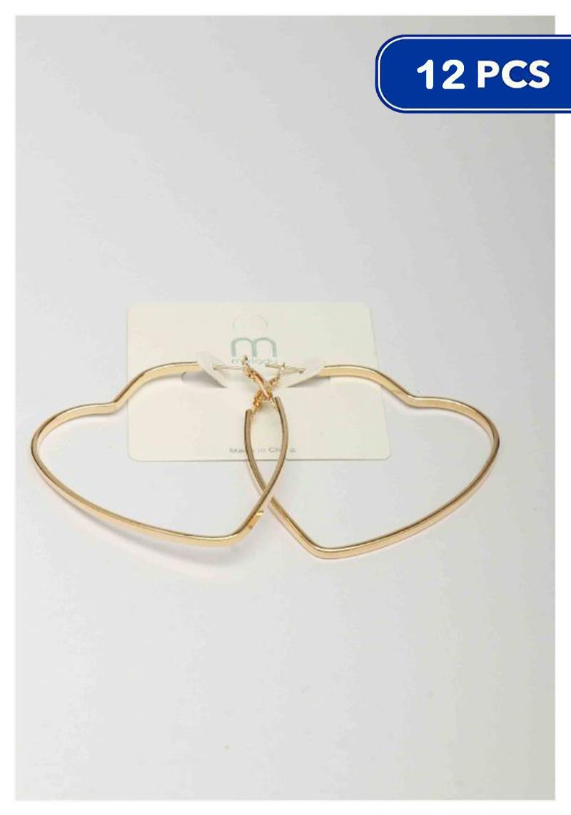 FASHION METAL HEART HOOP EARRING (12 UNITS)