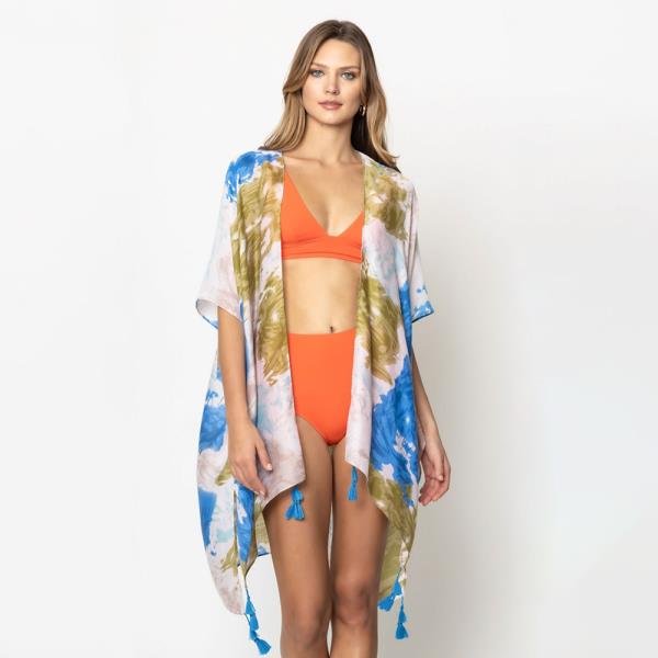 WATERCOLOR FLORAL PRINT KIMONO