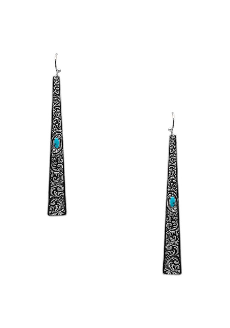 PATTERNED CASTING W/TQ STONE EARRING
