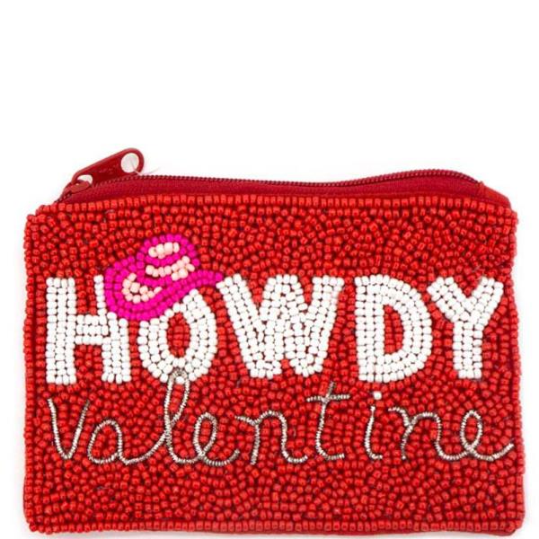 HOWDY VALENTINE`S DAY SEED BEAD COIN PURSE