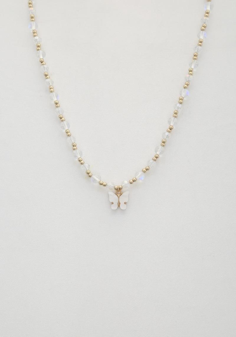 BUTTERFLY CHARM BEADED NECKLACE
