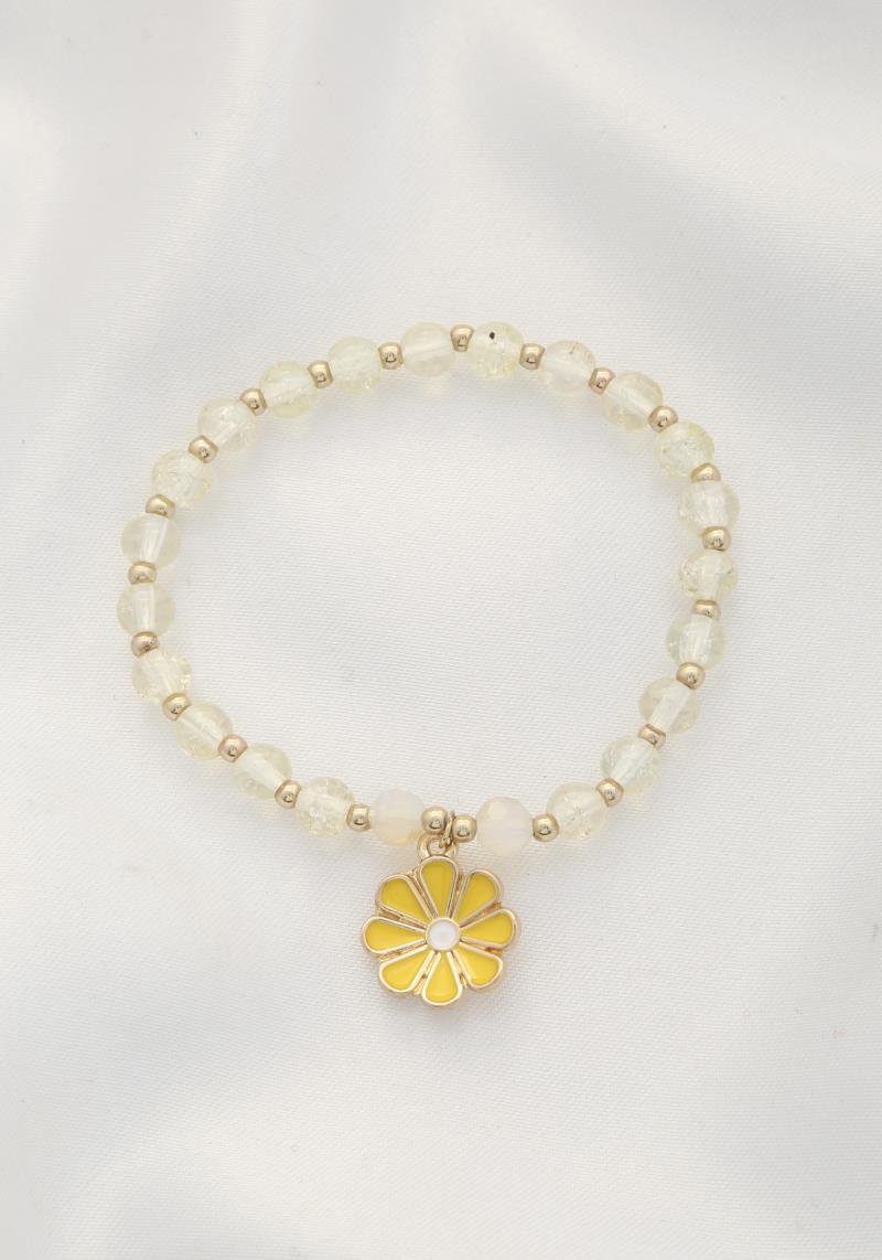 FLOWER CHARM BEADED BRACELET