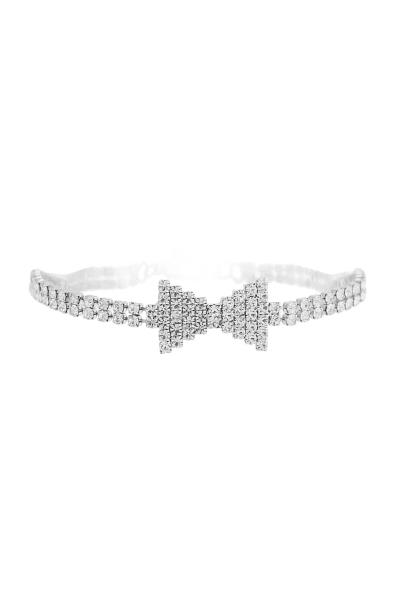 RHINESTONE DAINTY 2LINE BOW TIE BRACELET