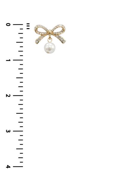 FASHION BOW WITH PEARL DANGLE EARRING