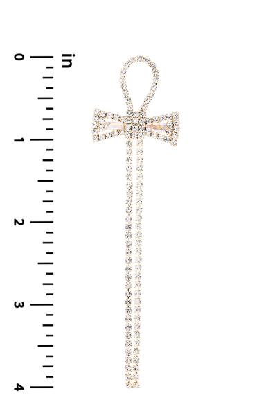 RHINESTONE CUBIC ZIRCONIA BOW TASSEL EARRING