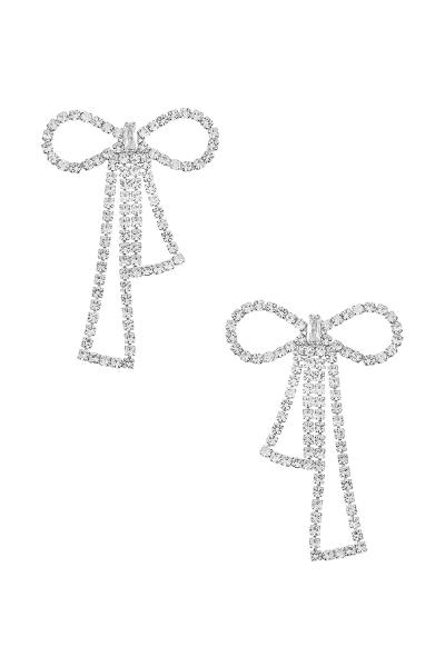 RHINESTONE BOW OUTLINE EARRING