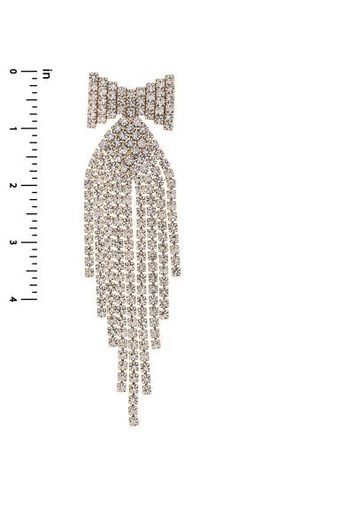 RHINESTONE BOW TASSEL POST EARRING