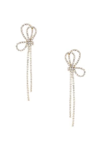 RHINESTONE BOW TASSEL POST EARRING