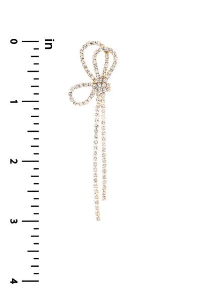 RHINESTONE BOW TASSEL POST EARRING