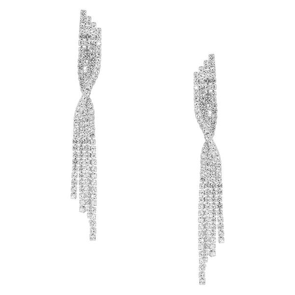 RHINESTONE TWISTED TASSEL POST EARRING