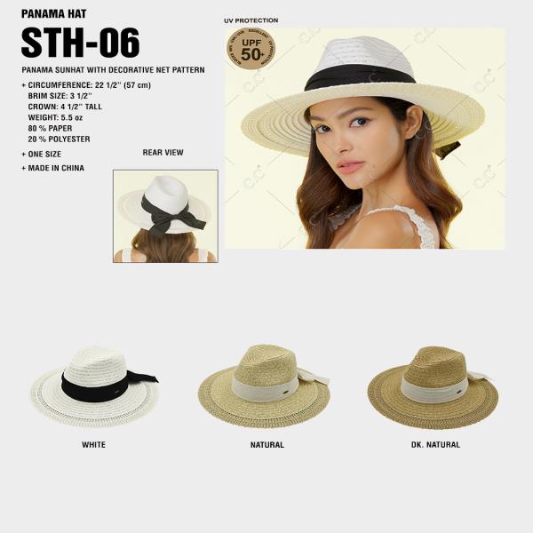 CC PANAMA SUNHAT WITH DECORATIVE NET PATTERN