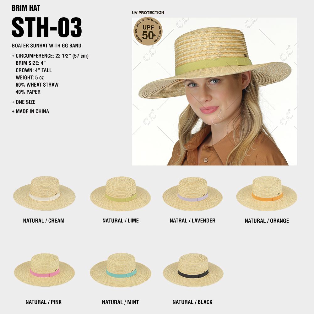 CC BOATER SUNHAT WITH GG BAND