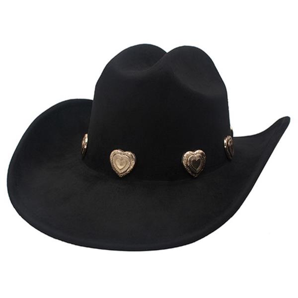 FASHION WESTERN HEART STUDDED FEDORA