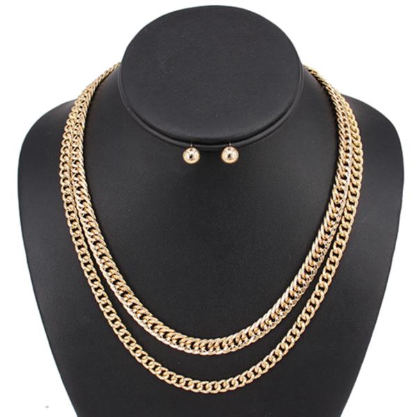 CIRCLE CURB LINK LAYERED NECKLACE