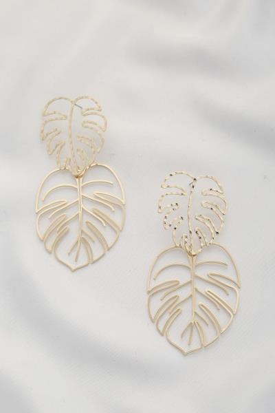 DOUBLE TROPICAL LEAF DANGLE EARRING