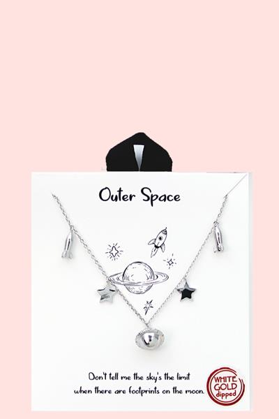 18K GOLD RHODIUM DIPPED OUTER SPACE NECKLACE