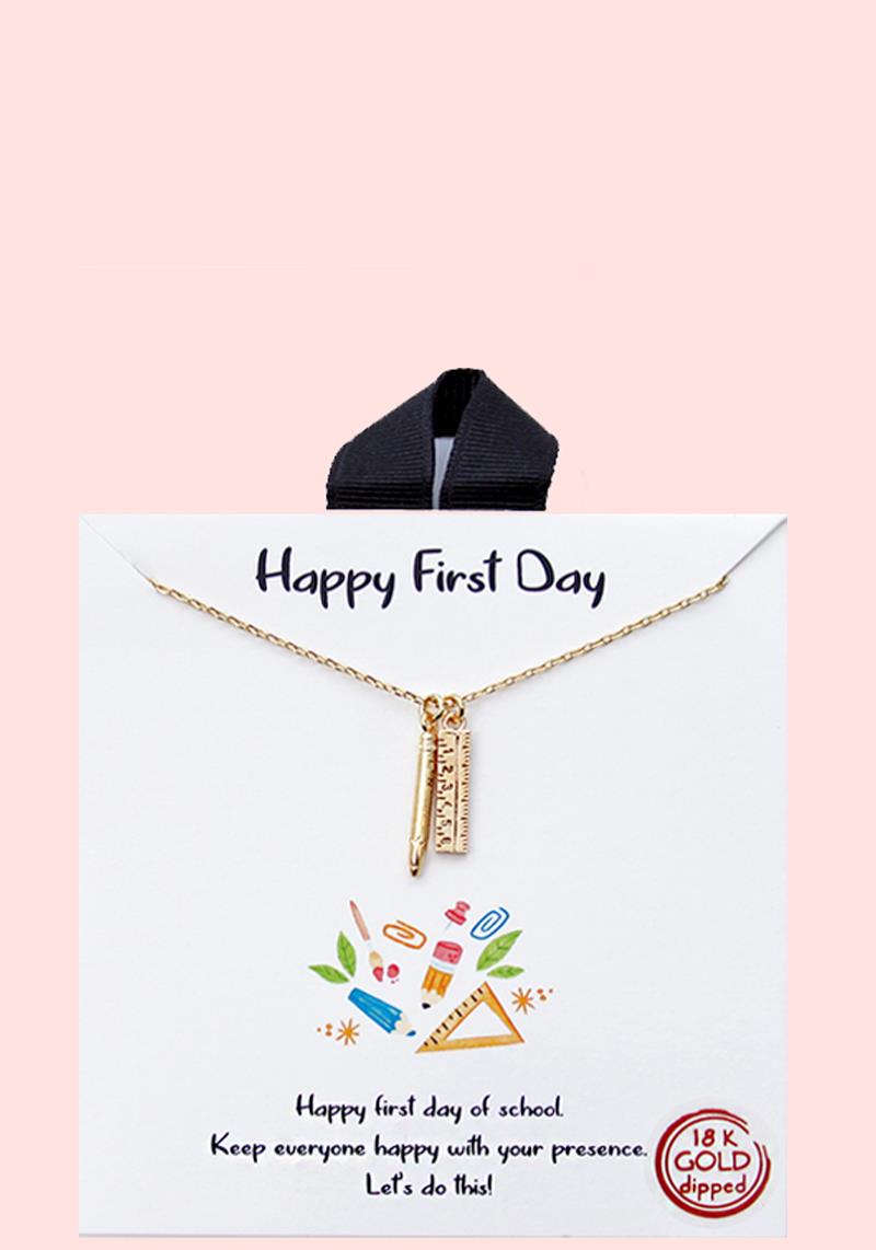 18K GOLD RHODIUM DIPPED HAPPY FIRST DAY NECKLACE