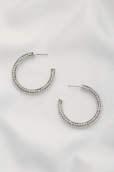 RHINESTONE EDGE OPEN HOOP EARRING