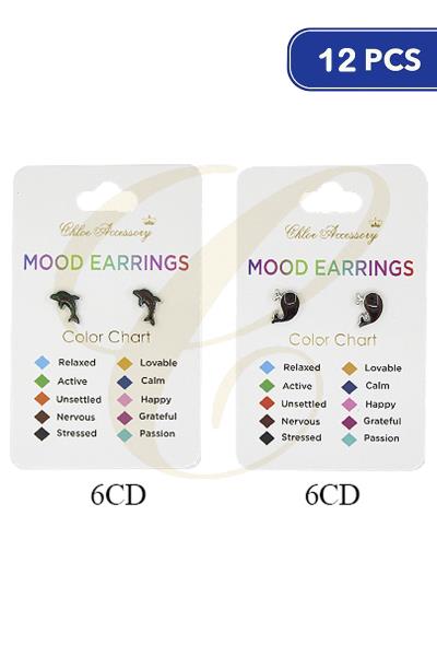 DOLPHIN MOOD COLOR CHANGING STUD EARRINGS (12 UNITS)
