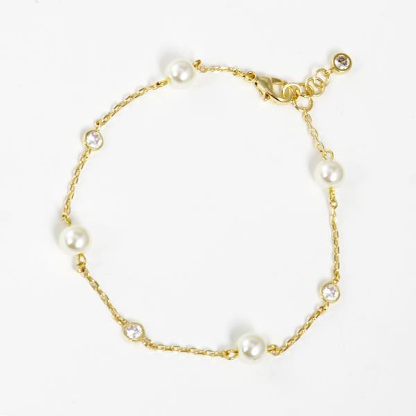 CRYSTAL PEARL BEAD STATION BRACELET