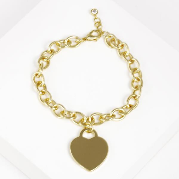 HEART CHARM OVAL LINK METAL BRACELET