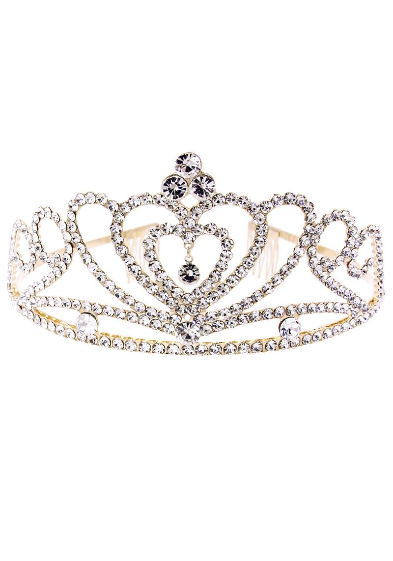 RHINESTONE HEART CROWN TIARA