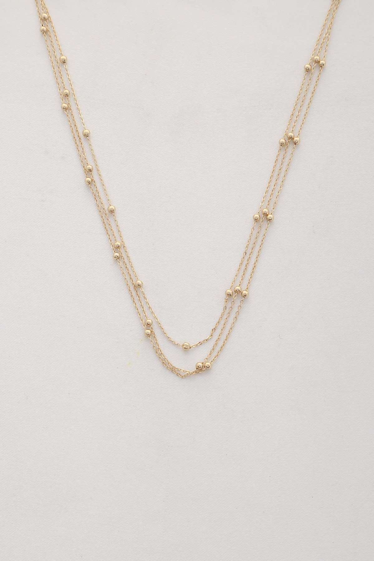 BALL BEAD CHAIN LAYERED NECKLACE