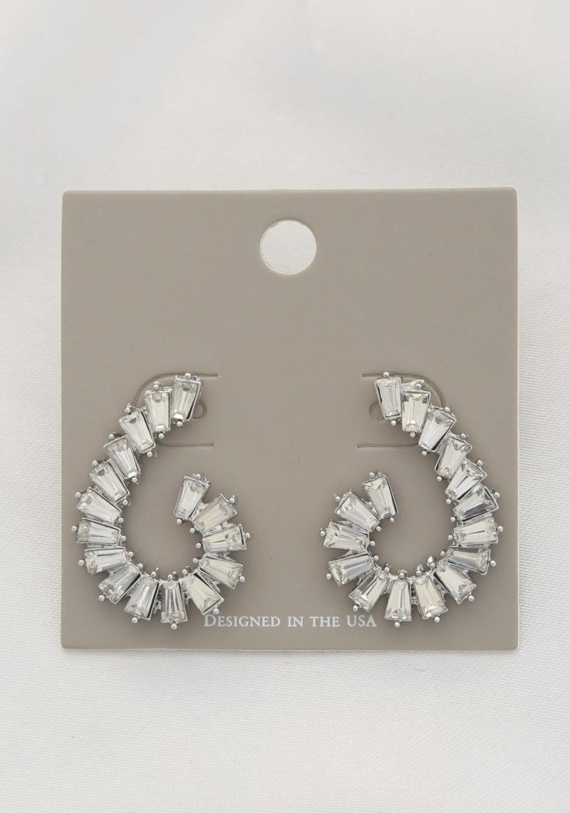 SWIRL RHINESTONE METAL EARRING