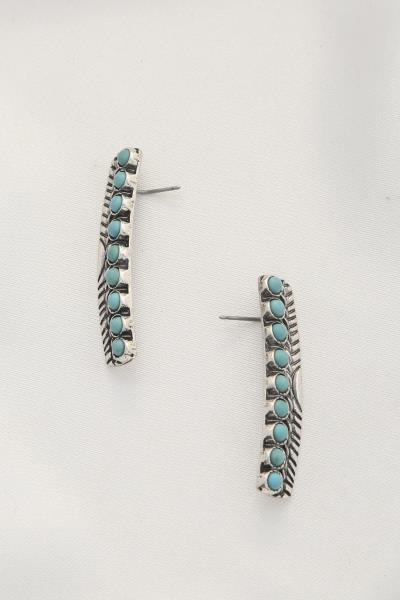 BEADED METAL BAR EARRING