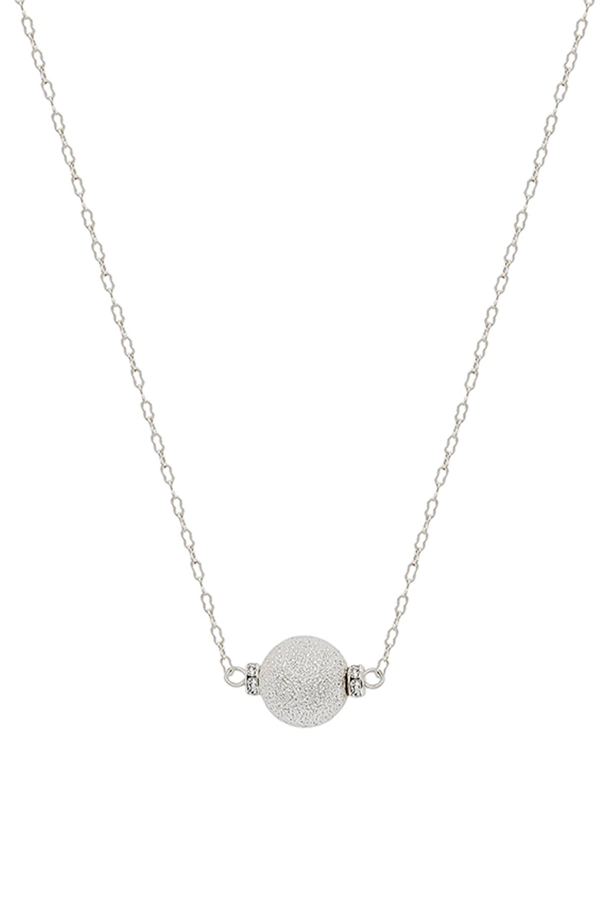 12MM SATIN BALL  W/ PAVE ACCENT SHORT NECKLACE