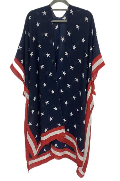 FASHION AMERICAN FLAG PRINT KIMONO