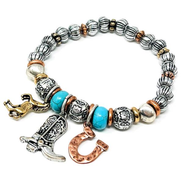 WESTERN CHARMS BEADED BRACELET