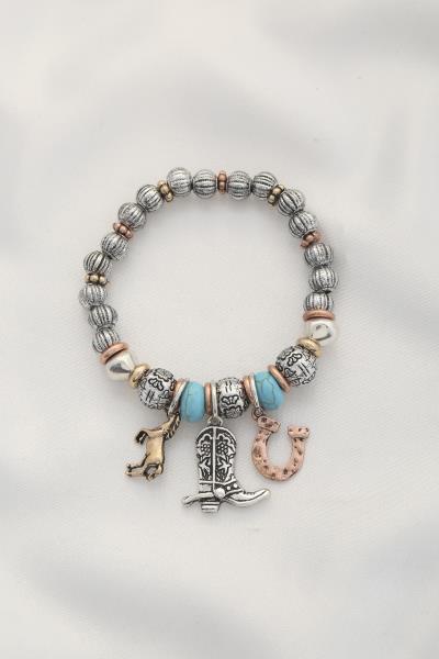 WESTERN CHARMS BEADED BRACELET