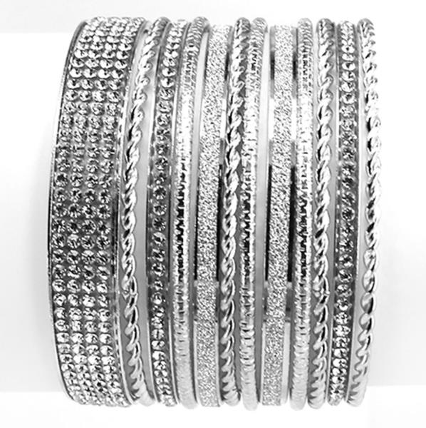 METAL RHINESTONE MULTI BANGLE BRACELET SET