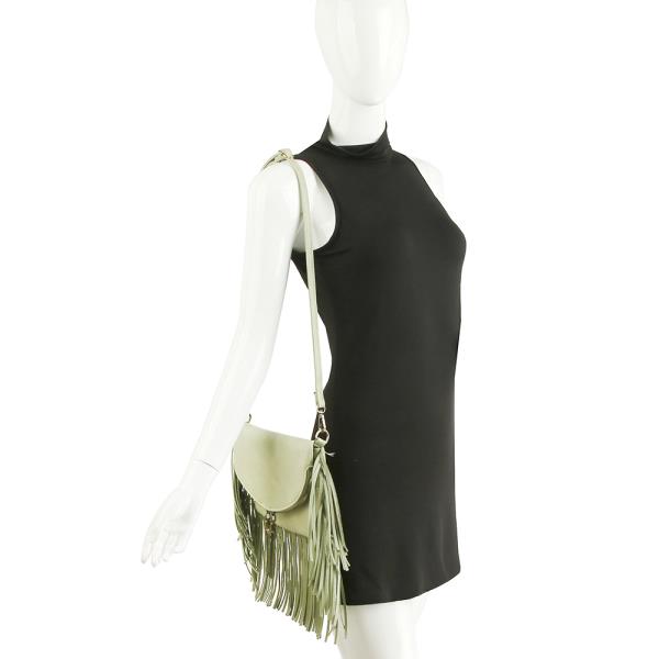 SMOOTH FRINGE ZIPPER CROSSBODY BAG