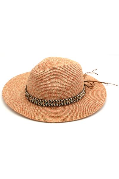 MULTI COLOR BRAIDED BAND PANAMA HAT.