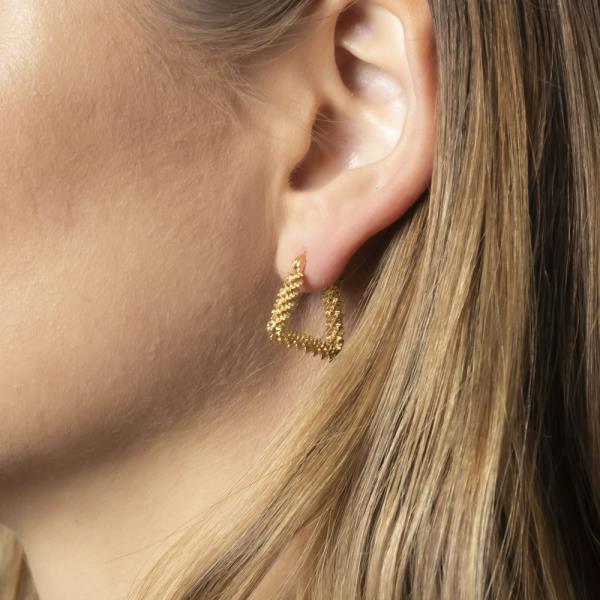 14K GOLD DIPPED HUGGIE HOOP BRASS EARRING