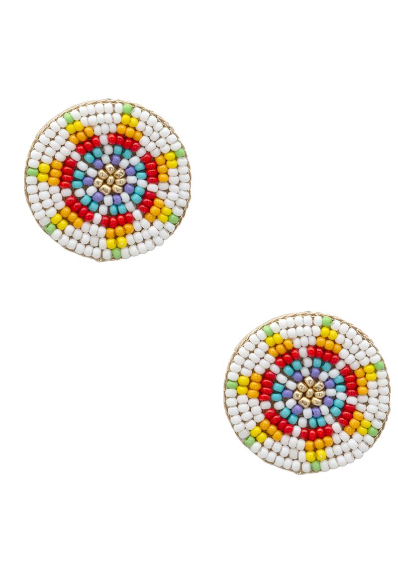 BEAD PATTERNED CIRCLE POST EARRING