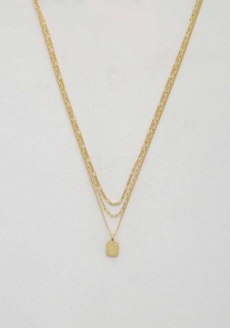 DAINTY TAG CHARM METAL LAYERED NECKLACE