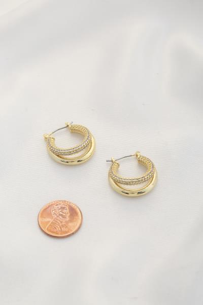 RHINESTONE METAL HOOP EARRING