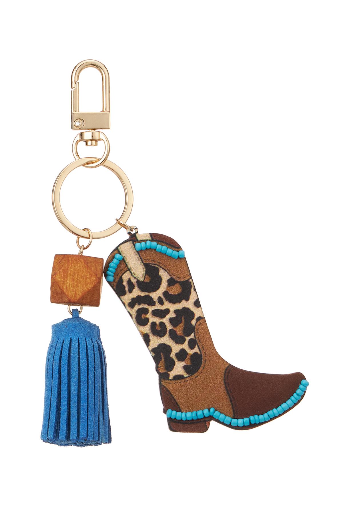 WESTERN BOOTS WOOD TASSEL KEYCHAIN