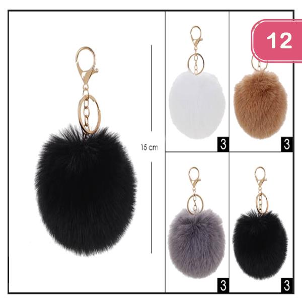 FASHION POM POM KEYCHAIN (12 UNITS )