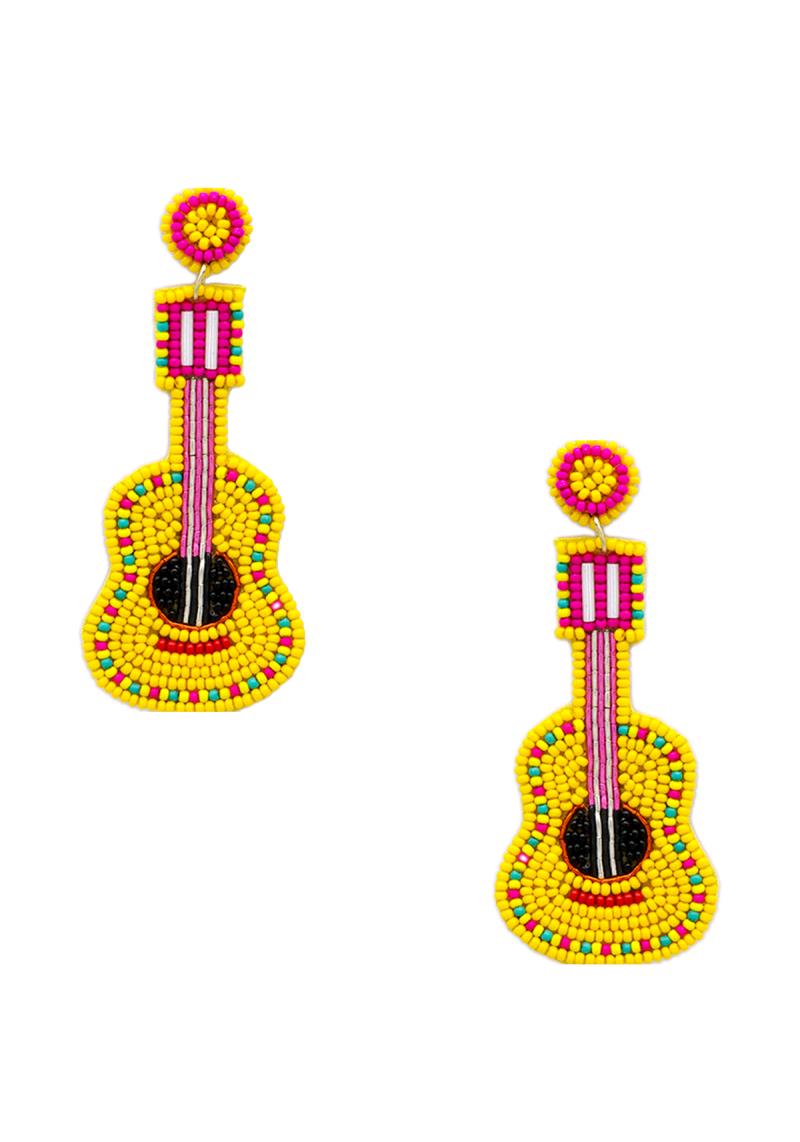 SEED BEAD GUITAR DANGLE EARRING