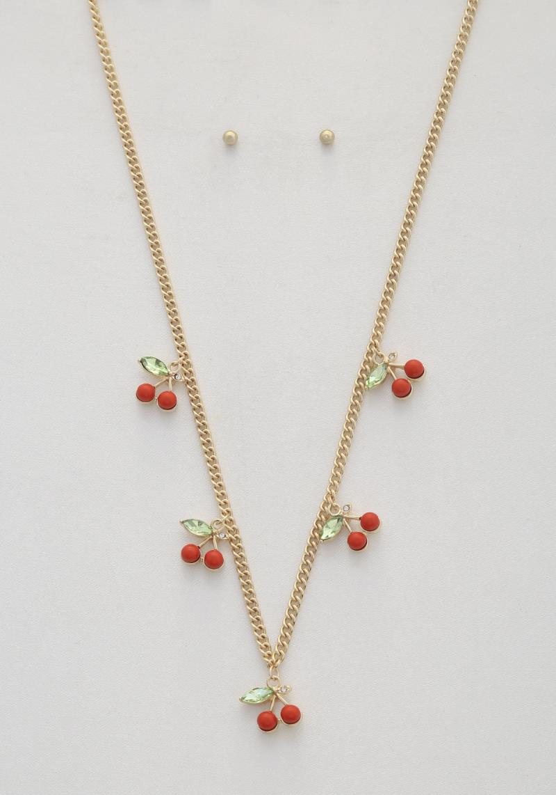 CHERRY CHARM STATION NECKLACE
