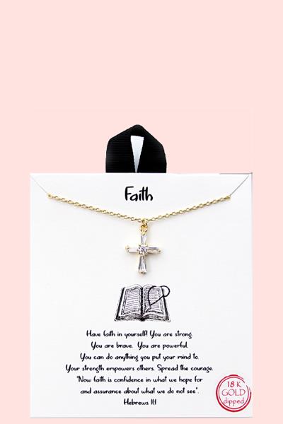 18K GOLD RHODIUM DIPPED FAITH NECKLACE