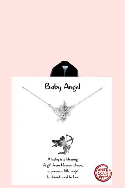 18K GOLD RHODIUM DIPPED BABY ANGEL NECKLACE