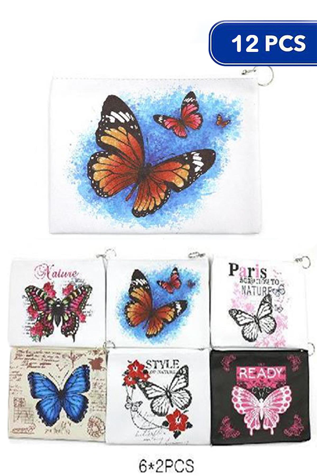FASHION BUTTERFLY PRINT POUCH (12 UNITS)
